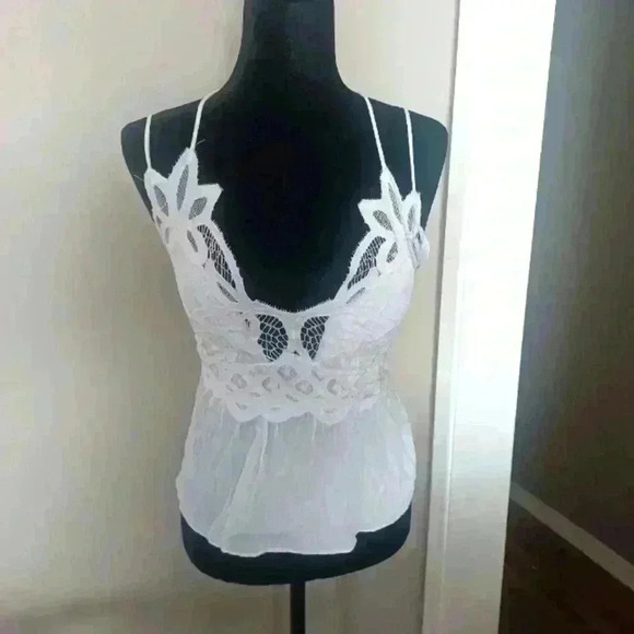 J for Justify Womens White Lace Peplum Tank M - Picture 2 of 14